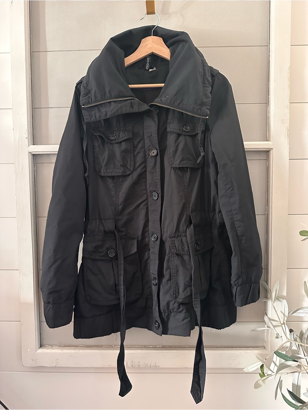 H&M Divided Black Utility Field Jacket with High Collar